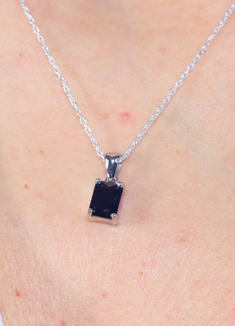 Dunipa 925 Carat Silver Necklace and Earrings Set with Zircon Stones Model 013 - Black - Image 2