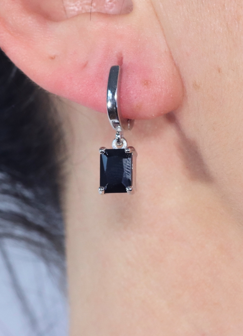 Dunipa 925 Carat Silver Necklace and Earrings Set with Zircon Stones Model 013 - Black - Image 3