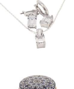 Dunipa 925 Carat Silver Necklace and Earrings Set with Zircon Stones Model 013 - Crystal