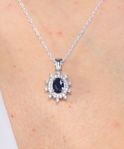 Alternative view of Dunipa 925 Carat Silver Necklace and Earrings Set with Zircon Stones Model 014 - Black