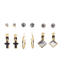 Dunipa Stainless Steel 12 Pieces Earrings - Gold Color