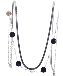 Alternative view of Dunipa Stainless Steel Necklace Circular - Silver Color