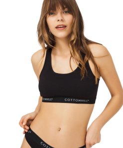 Cottonhill Women Cotton Sports Bra Set, Padded - Black
