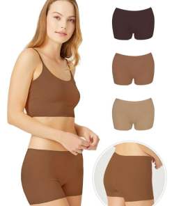 Alternative view of Cottonhill Laser Cut Women Boxer Shorts 3 Pieces Set - Mixed Brown