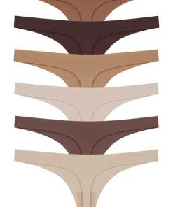 Cottonhill Basic Laser Cut Tanga Women 6 Pieces – Brown