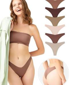 Alternative view of Cottonhill Basic Laser Cut Brazilian Women 6 Pieces Panties – Nude