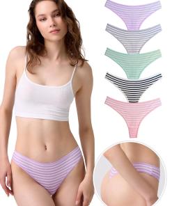 Alternative view of Cottonhill Line Design Camisole Women 5 Pieces Cotton Tanga – Mixed