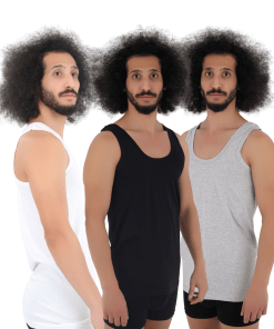 Cennetoglu Combed Cotton Economic Singlet 3 Pack - Black, Grey, White