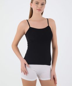 Alternative view of CNT Spaghetti Top Cotton 3 Pack- Black, Nude, White