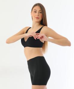 Alternative view of M,I Soft Laser Cut Midi Shorts in Black / Code 2703