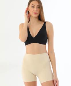 Alternative view of M,I Soft Laser Cut Midi Shorts in Skin / Code 2703