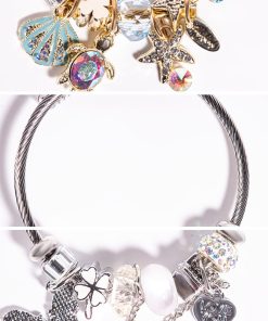 2-Piece Adjustable Charm Bangle Bracelet Set