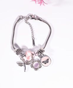 Alternative view of Adjustable Bracelet Set of 3 – Green, Pink & Blue Charms