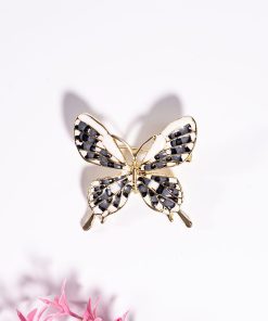 Alternative view of Stainless Steel 3-Piece Butterfly Brooch Set – Colorful Enamel, Gold Plated, Elegant Design