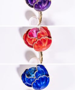 Stainless Steel 3-Piece Flower Brooch Set – Gemstone & Pearl Detail, Gold Plated, Colorful Design