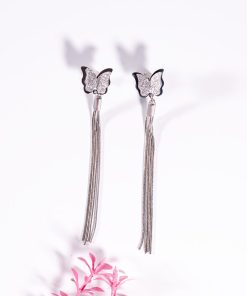 Alternative view of Stainless Steel 8-Piece Earring Set – Butterfly Drop & Multi-Style Earrings