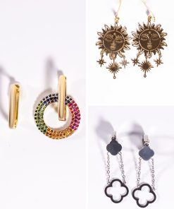 Stainless Steel 6-Piece Earring Set – Clover, Sun & Rainbow Designs