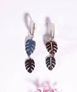 Alternative view of Stainless Steel 6-Piece Earring Set – Leaf Pattern Nature-Inspired Designs