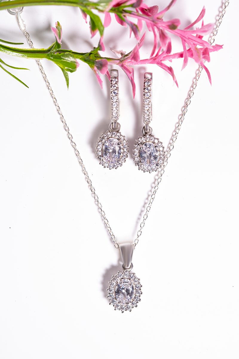 Aurora Set – 925 Sterling Silver Handmade Jewelry (Clear Zircon)