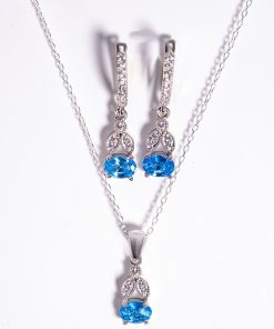 Ivy Set – 925 Sterling Silver Handmade Jewelry (Blue Zircon)