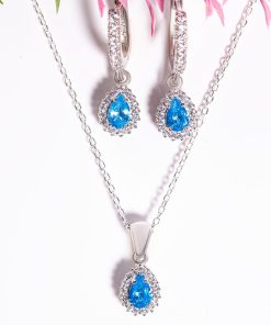 Selene Set – 925 Sterling Silver Handmade Jewelry (Blue Zircon)