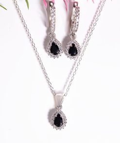 Selene Set – 925 Sterling Silver Handmade Jewelry (Black Zircon)