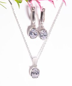 Aurelia Set – 925 Sterling Silver Handmade Jewelry (Clear Zircon)