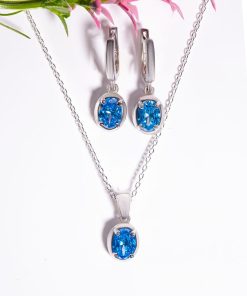 Aurelia Set – 925 Sterling Silver Handmade Jewelry (Blue Zircon)