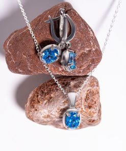 Alternative view of Aurelia Set – 925 Sterling Silver Handmade Jewelry (Blue Zircon)