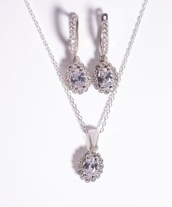 Victoria Set – 925 Sterling Silver Handmade Jewelry (Clear Zircon)