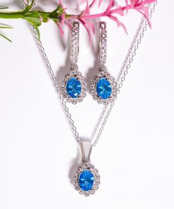 Victoria Set – 925 Sterling Silver Handmade Jewelry (Blue Zircon)