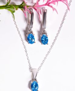 Luna Set – 925 Sterling Silver Handmade Jewelry (Blue Zircon)