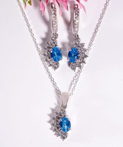 Stella Set – 925 Sterling Silver Handmade Jewelry (Blue Zircon)