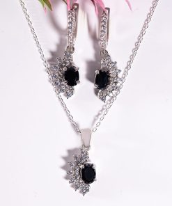 Stella Set – 925 Sterling Silver Handmade Jewelry (Black Zircon)