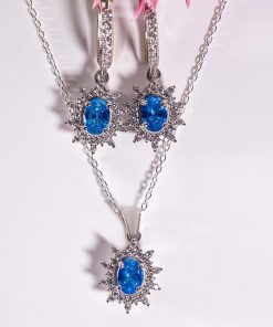 Solara Set – 925 Sterling Silver Handmade Jewelry (Blue Zircon)
