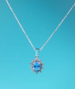 Alternative view of Solara Set – 925 Sterling Silver Handmade Jewelry (Blue Zircon)