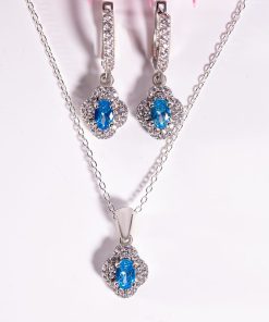 Amara Set – 925 Sterling Silver Handmade Jewelry (Blue Zircon)