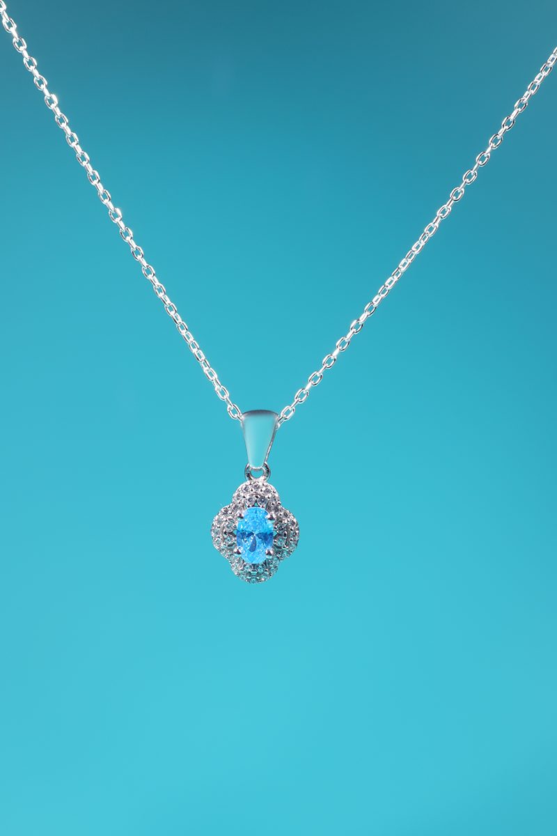 Amara Set – 925 Sterling Silver Handmade Jewelry (Blue Zircon) - Image 2