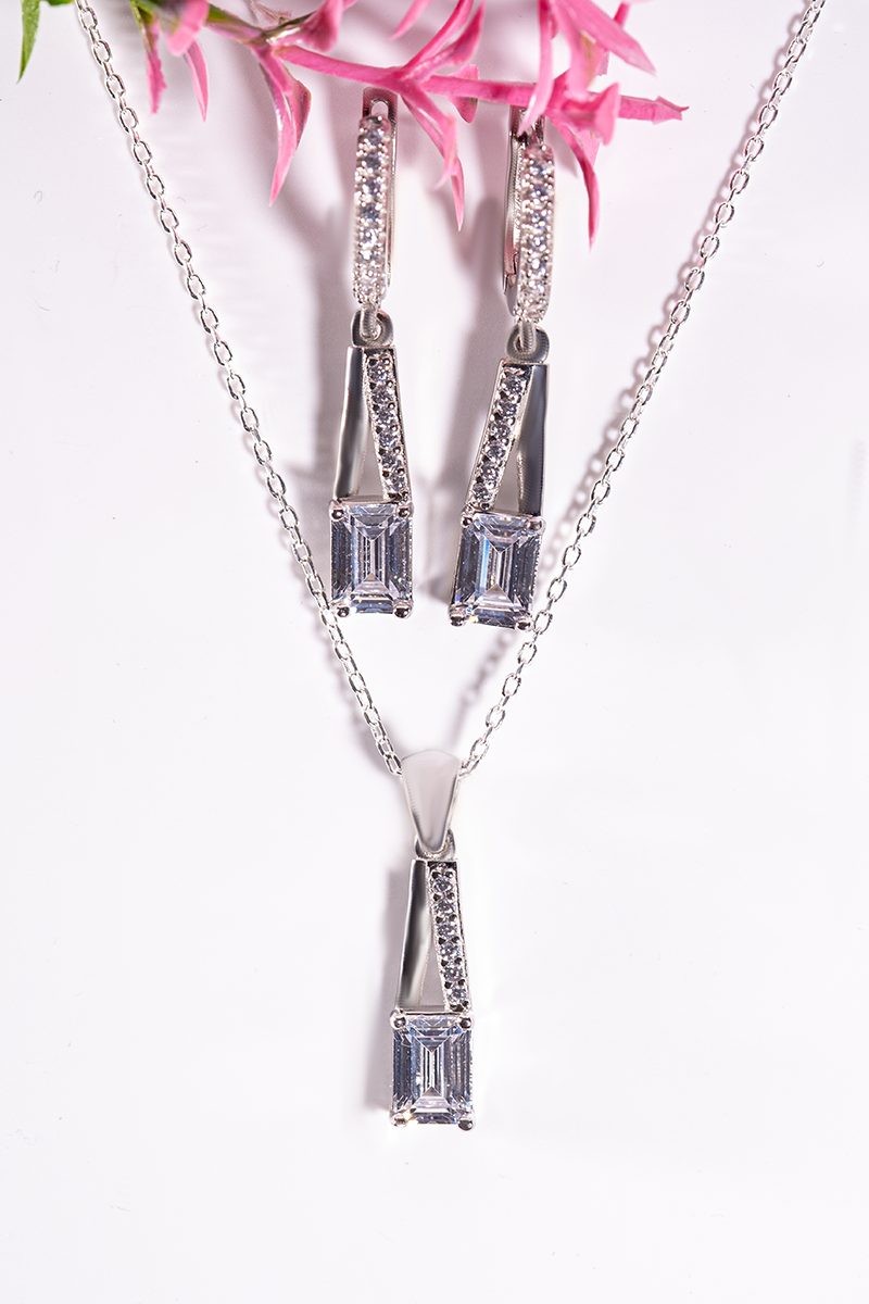 Celestia Set – 925 Sterling Silver Handmade Jewelry (Clear Zircon)
