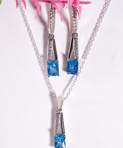 Celestia Set – 925 Sterling Silver Handmade Jewelry (Blue Zircon)