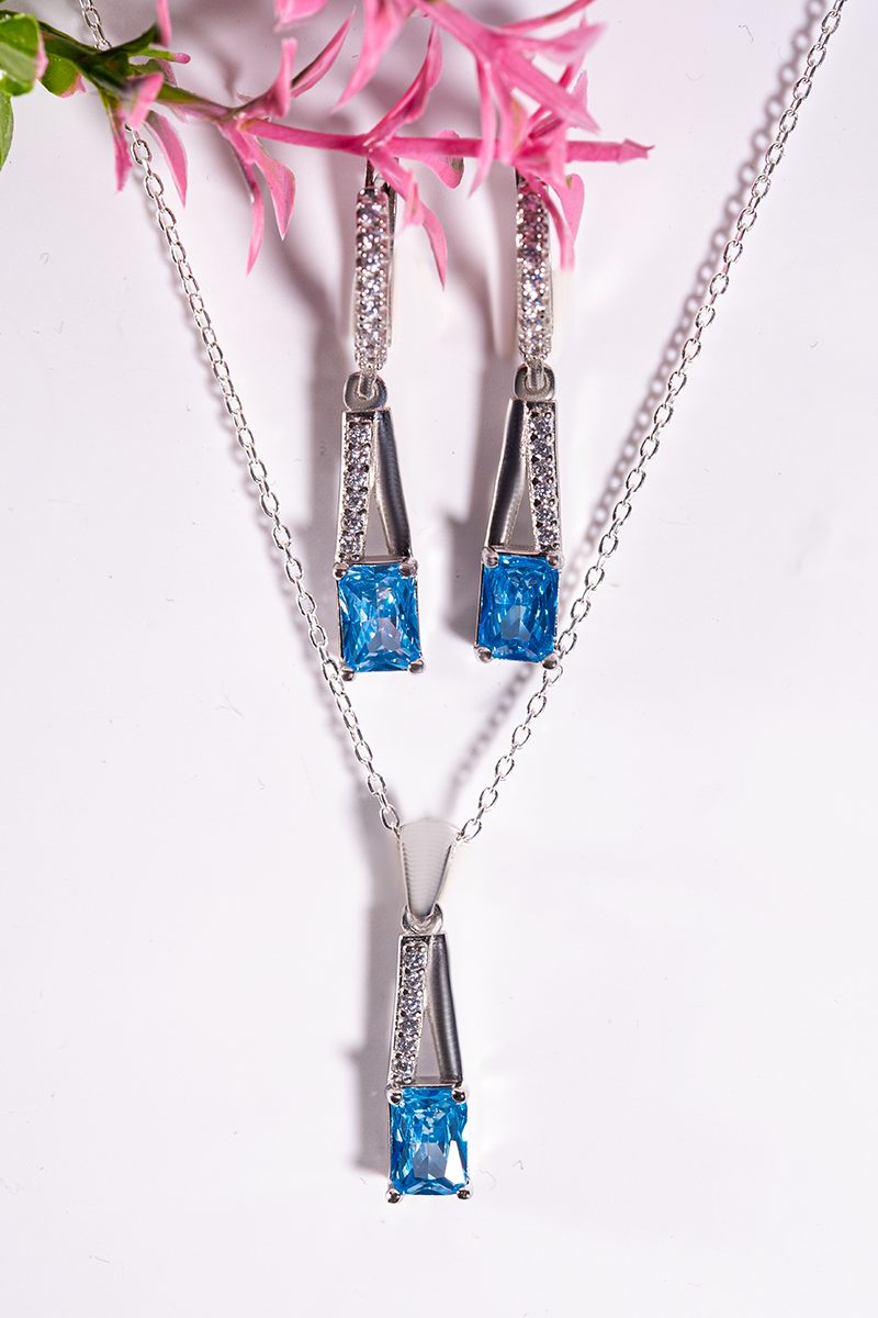Celestia Set – 925 Sterling Silver Handmade Jewelry (Blue Zircon)