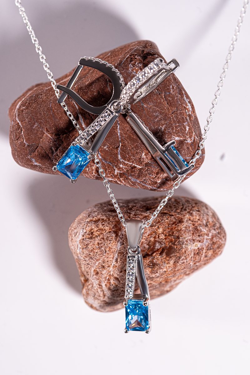 Celestia Set – 925 Sterling Silver Handmade Jewelry (Blue Zircon) - Image 4