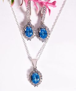 Valeria Set – 925 Sterling Silver Handmade Jewelry (Blue Zircon)