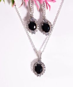 Valeria Set – 925 Sterling Silver Handmade Jewelry (Black Zircon)